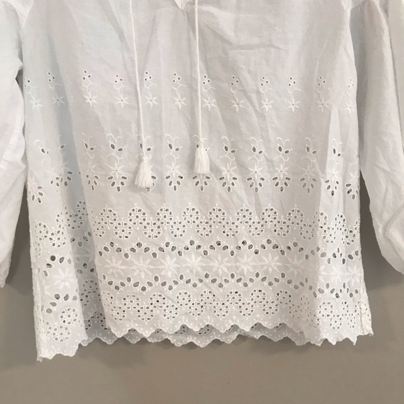 🌸Buy 1 get 1 FREE Madewell white eyelet tassel top - Picture 3 of 5